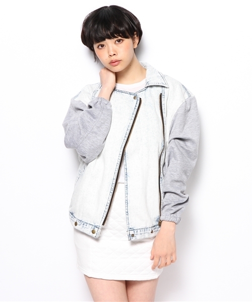 WEGO(ウィゴー)の「WEGO/デニムBIGライダースジャケット(ライダースジャケット・レディース・ダークインディゴブルー/ライトインディゴブルー・FREE)」の6枚目の写真