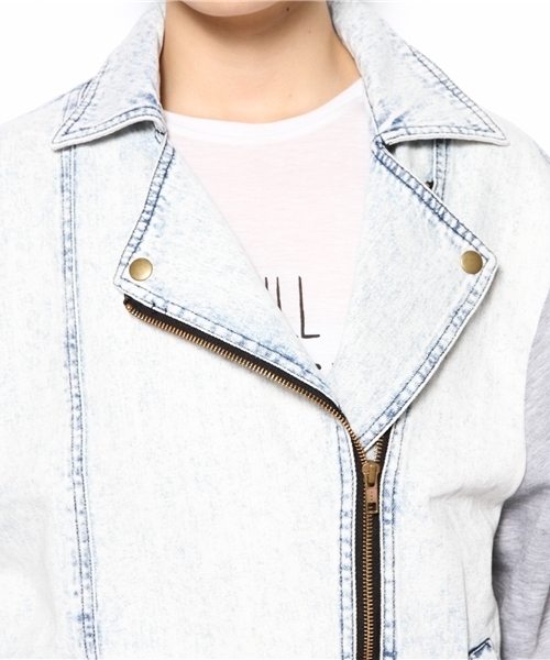 WEGO(ウィゴー)の「WEGO/デニムBIGライダースジャケット(ライダースジャケット・レディース・ダークインディゴブルー/ライトインディゴブルー・FREE)」の7枚目の写真