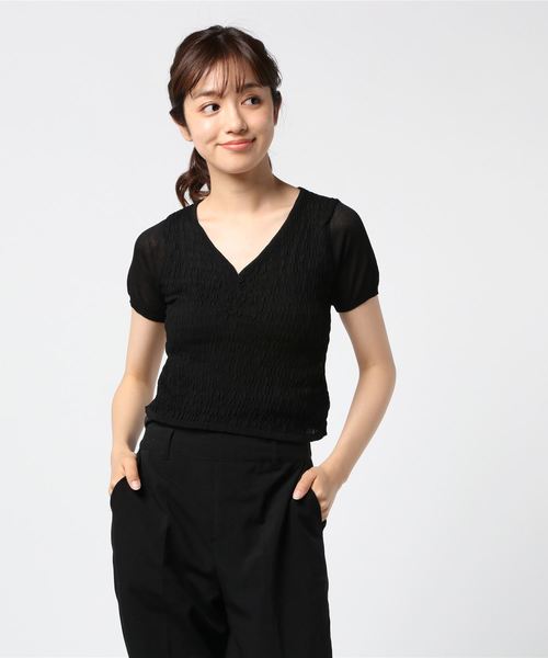 Cheek（チーク）の「シャーリングコンパクトニットプルオーバー（ニット/セーター・レディース・アイボリー/グリーン/ブラック・MEDIUM）」の10枚目の写真