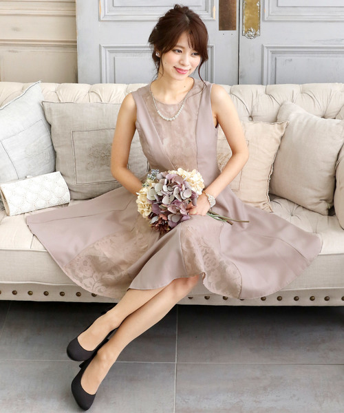 PourVous（プールヴー）の「ノースリーブ&ミニ丈 ワンピースドレス オーガンジー 結婚式 フォーマル オケージョンドレス お呼ばれ 二次会 成人式 （ドレス・レディース・ネイビー/グレー/ピンク・M）」の9枚目の写真