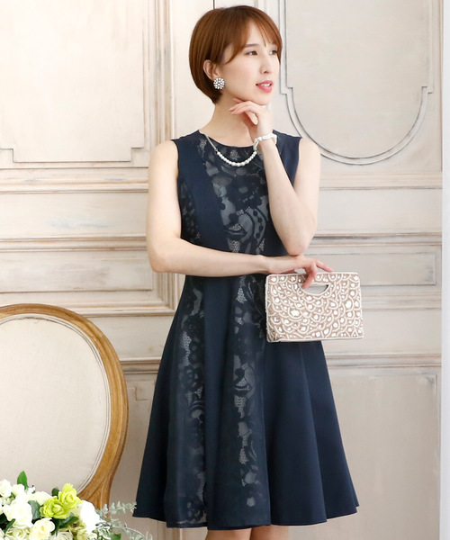 PourVous（プールヴー）の「ノースリーブ&ミニ丈 ワンピースドレス オーガンジー 結婚式 フォーマル オケージョンドレス お呼ばれ 二次会 成人式 （ドレス・レディース・ネイビー/グレー/ピンク・M）」の14枚目の写真