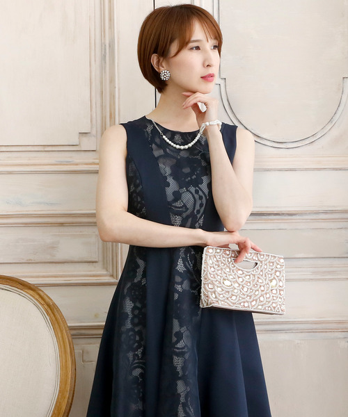 PourVous（プールヴー）の「ノースリーブ&ミニ丈 ワンピースドレス オーガンジー 結婚式 フォーマル オケージョンドレス お呼ばれ 二次会 成人式 （ドレス・レディース・ネイビー/グレー/ピンク・M）」の11枚目の写真
