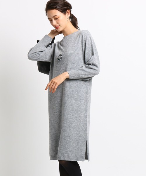 ボートネックニットワンピース ワンピース ワンピース ドレス ハンドウォッシュ ワンピース Indivi インディヴィ のファッション セール