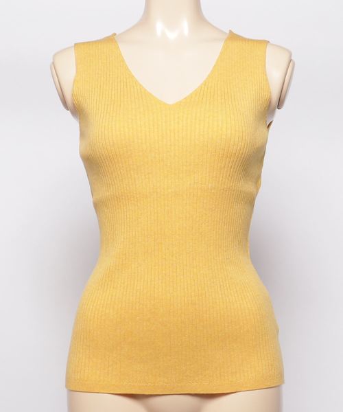 three dots(スリードッツ)の「Cotton melange rib tank(Tシャツ/カットソー・レディース・ブラック/ネイビー/グリーン系その他/シルバー・SMALL/MEDIUM)」の3枚目の写真