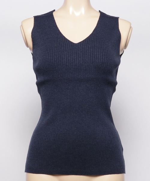 three dots(スリードッツ)の「Cotton melange rib tank(Tシャツ/カットソー・レディース・ブラック/ネイビー/グリーン系その他/シルバー・SMALL/MEDIUM)」の4枚目の写真