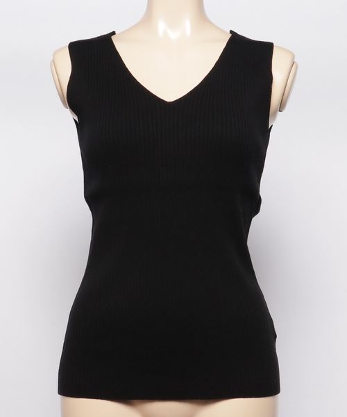 three dots(スリードッツ)の「Cotton melange rib tank(Tシャツ/カットソー・レディース・ブラック/ネイビー/グリーン系その他/シルバー・SMALL/MEDIUM)」の2枚目の写真