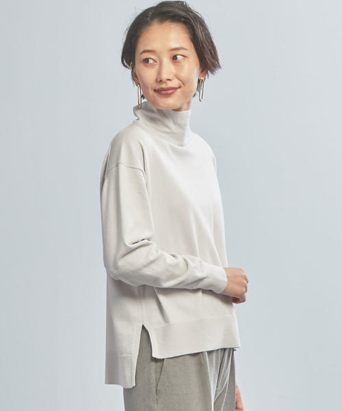 WORK TRIP OUTFITS GREEN LABEL RELAXING(ワークトリップアウトフィッツグリーンレーベル リラクシング)の「【WORK TRIP OUTFITS】BC スリット ハイネック プルオーバーニット(ニット/セーター)」|ライトグレー