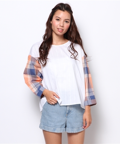 Kastane（カスタネ）の「【Kastane】七分袖オーバーブラウス（シャツ/ブラウス・レディース・オレンジ/ピンク・FREE）」の3枚目の写真