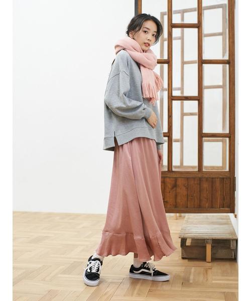 earth music&ecology（アースミュージックアンドエコロジー）の「ラッセルストール ＊（マフラー・レディース・グレー/ピンク/ベージュ/アイボリー・FREE）」の13枚目の写真