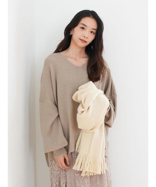 earth music&ecology（アースミュージックアンドエコロジー）の「ラッセルストール ＊（マフラー・レディース・グレー/ピンク/ベージュ/アイボリー・FREE）」の9枚目の写真