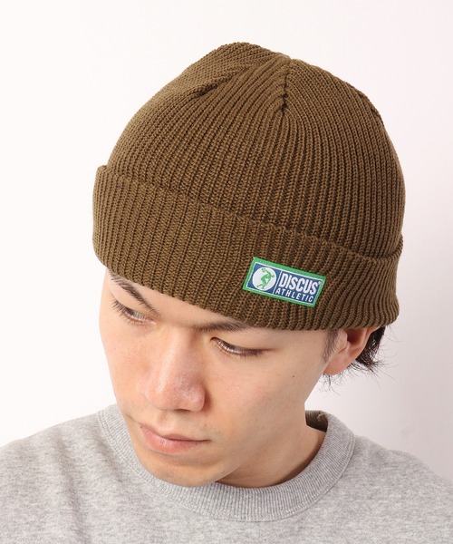 DISCUS（ディスカス）の「DISCUS ワンポイント ショートニットキャップ（ニットキャップ/ビーニー・メンズ・レッド/チャコール/オリーブドラブ/パープル/ネイビー/ワイン/ブラック・FREE）」の4枚目の写真
