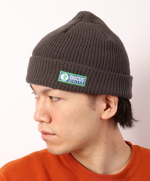 DISCUS（ディスカス）の「DISCUS ワンポイント ショートニットキャップ（ニットキャップ/ビーニー・メンズ・レッド/チャコール/オリーブドラブ/パープル/ネイビー/ワイン/ブラック・FREE）」の3枚目の写真