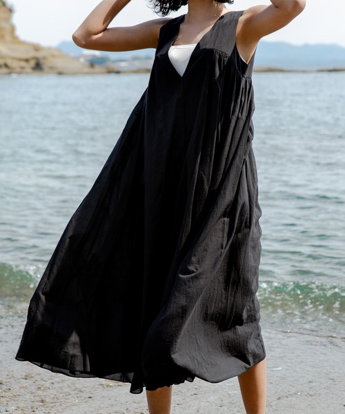 DouDou（ドゥドゥ）の「Aライン切替ワンピース（ワンピース・レディース・ブラック/オフホワイト・FREE）」の9枚目の写真