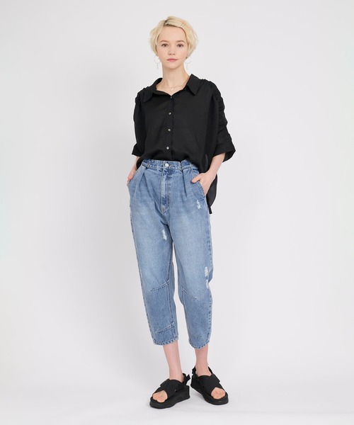 KOH.style(コースタイル)の「ウエストホックデニム(デニムパンツ・レディース・ブラック/サックスブルー・SMALL/MEDIUM/LARGE)」の3枚目の写真