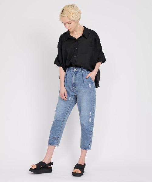 KOH.style(コースタイル)の「ウエストホックデニム(デニムパンツ・レディース・ブラック/サックスブルー・SMALL/MEDIUM/LARGE)」の6枚目の写真