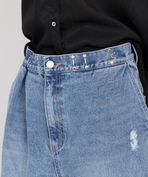 KOH.style(コースタイル)の「ウエストホックデニム(デニムパンツ・レディース・ブラック/サックスブルー・SMALL/MEDIUM/LARGE)」の4枚目の写真