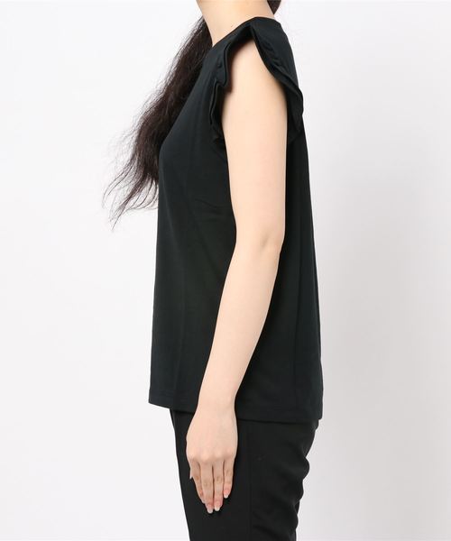LOWRYS FARM(ローリーズファーム)の「チビフリルノースリーブ 892696(Tシャツ/カットソー・レディース・グリーン/ブラック/ホワイト・FREE)」の4枚目の写真