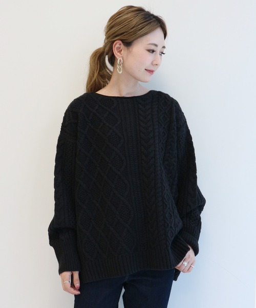 ボードネックケーブルニット AMERICAN HOLIC（アメリカンホリック）の「ボートネックト