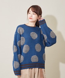 CUBE SUGAR（キューブシュガー）の「ウール混 ドット ジャガード クルーネック ニット（ニット/セーター）」