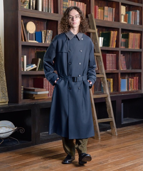 CASPER JOHN（キャスパージョン）の「Over Trench Coat/オーバートレンチコート（トレンチコート・メンズ・ベージュ/ブルー/ネイビー/ナチュラル/チャコールグレー・MEDIUM/LARGE/SMALL）」の13枚目の写真