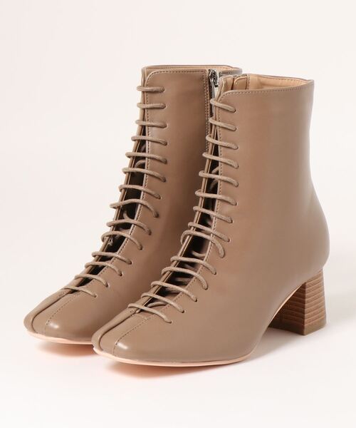 KOBE LETTUCE（コウベレタス）の「サイドジップ付きスクエアトゥレースアップショートブーツ（ブーツ・レディース・アイボリー/ベージュ/ブラウン/ブラック・L/LL/M/S）」の7枚目の写真