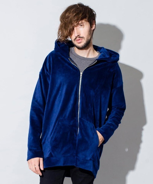 NO ID.（ノーアイディ）の「【NO ID.】Fleece Velour Big Parka / フリース ベロア ビッグ パーカー（パーカー・メンズ・ブラック/ネイビー/グレー・ONE SIZE）」の3枚目の写真
