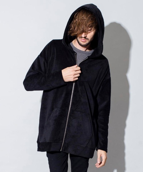 NO ID.（ノーアイディ）の「【NO ID.】Fleece Velour Big Parka / フリース ベロア ビッグ パーカー（パーカー・メンズ・ブラック/ネイビー/グレー・ONE SIZE）」の10枚目の写真