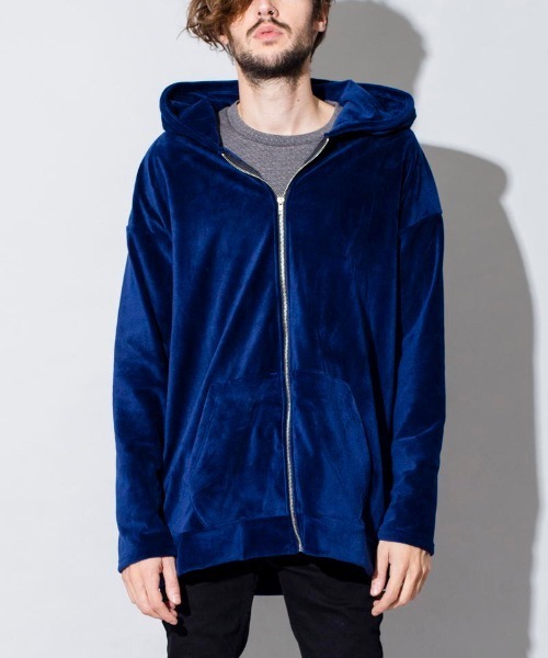 NO ID.（ノーアイディ）の「【NO ID.】Fleece Velour Big Parka / フリース ベロア ビッグ パーカー（パーカー・メンズ・ブラック/ネイビー/グレー・ONE SIZE）」の4枚目の写真
