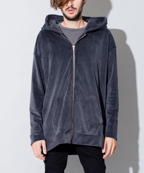 NO ID.（ノーアイディ）の「【NO ID.】Fleece Velour Big Parka / フリース ベロア ビッグ パーカー（パーカー・メンズ・ブラック/ネイビー/グレー・ONE SIZE）」の8枚目の写真