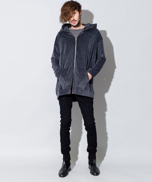 NO ID.（ノーアイディ）の「【NO ID.】Fleece Velour Big Parka / フリース ベロア ビッグ パーカー（パーカー・メンズ・ブラック/ネイビー/グレー・ONE SIZE）」の5枚目の写真