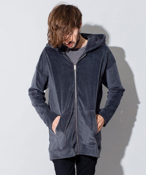 NO ID.（ノーアイディ）の「【NO ID.】Fleece Velour Big Parka / フリース ベロア ビッグ パーカー（パーカー・メンズ・ブラック/ネイビー/グレー・ONE SIZE）」の18枚目の写真