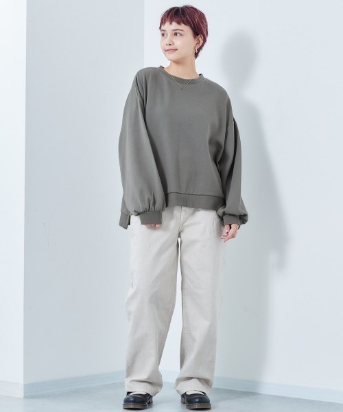 cepo(セポ)の「ボーダーボリューム クルーネックカットソー(Tシャツ/カットソー・レディース・オフホワイト/イエロー系その他/ブラック系その他/チャコールグレー・M)」の9枚目の写真