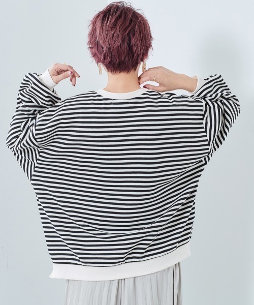 cepo(セポ)の「ボーダーボリューム クルーネックカットソー(Tシャツ/カットソー・レディース・オフホワイト/イエロー系その他/ブラック系その他/チャコールグレー・M)」の17枚目の写真