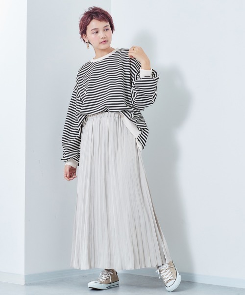 cepo(セポ)の「ボーダーボリューム クルーネックカットソー(Tシャツ/カットソー・レディース・オフホワイト/イエロー系その他/ブラック系その他/チャコールグレー・M)」の15枚目の写真