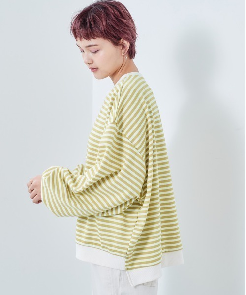 cepo(セポ)の「ボーダーボリューム クルーネックカットソー(Tシャツ/カットソー・レディース・オフホワイト/イエロー系その他/ブラック系その他/チャコールグレー・M)」の19枚目の写真