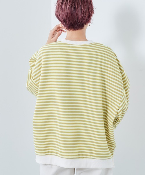 cepo(セポ)の「ボーダーボリューム クルーネックカットソー(Tシャツ/カットソー・レディース・オフホワイト/イエロー系その他/ブラック系その他/チャコールグレー・M)」の7枚目の写真