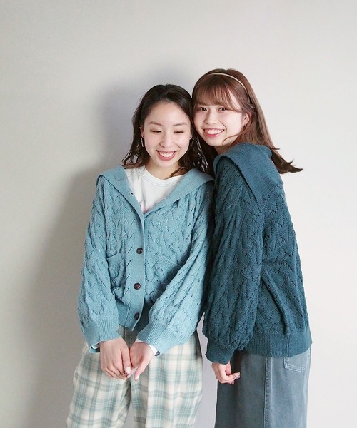 179/WG（イチナナキュウダブルジー）の「セーラーカーディガン（カーディガン/ボレロ・レディース・ブルー/グリーン/オフホワイト・FREE）」の10枚目の写真