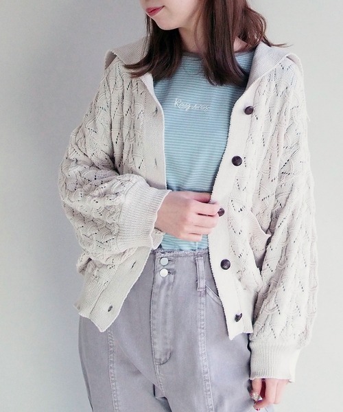 179/WG（イチナナキュウダブルジー）の「セーラーカーディガン（カーディガン/ボレロ・レディース・ブルー/グリーン/オフホワイト・FREE）」の21枚目の写真