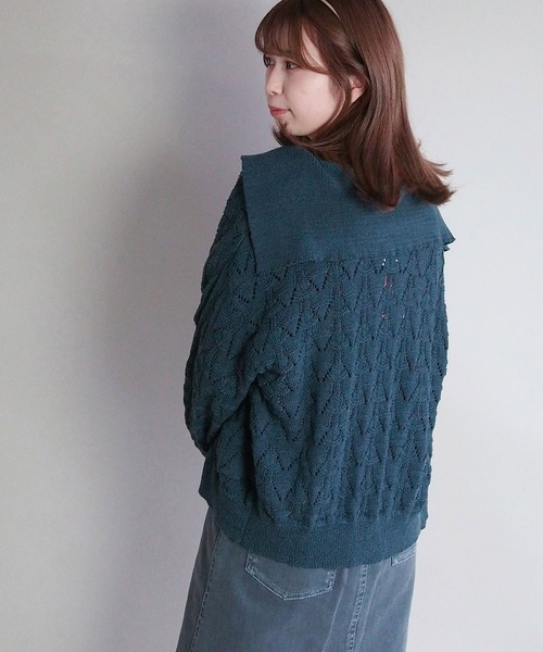 179/WG（イチナナキュウダブルジー）の「セーラーカーディガン（カーディガン/ボレロ・レディース・ブルー/グリーン/オフホワイト・FREE）」の16枚目の写真