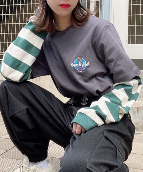 WEGO（ウィゴー）の「WEGO/サークルベア半袖刺繍Tシャツ（Tシャツ/カットソー・メンズ・ダークグリーン/スミクロ/レッド/ホワイト・LARGE/SMALL/MEDIUM/X-LARGE）」の5枚目の写真