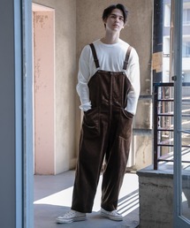 ブランド古着 メンズのサロペット オーバーオール ブラウン 茶色系 クロップド 半端丈 古着通販 Zozoused