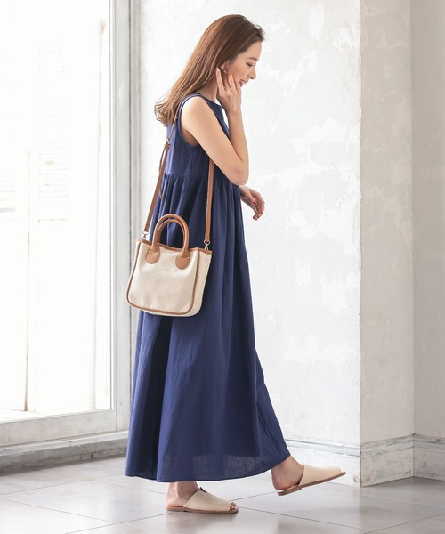 KOBE LETTUCE（コウベレタス）の「キャンバス×フェイクレザースクエアミニトートバッグ　ショルダーストラップ付き（トートバッグ・レディース・オリーブ/ホワイト×ブラック/グレー/ホワイト系その他・FREE）」の15枚目の写真