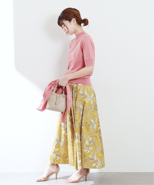 Totalite ラトータリテ のファッション スカート La コットンリーフプリントタックスカート スカート La 手洗い可能