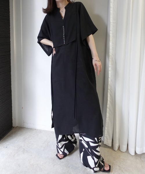 CORNERS(コーナーズ)の「スラブジョーゼットカフタンシャツワンピース(シャツワンピース・レディース・ホワイト/ブラック/グリーン/アイボリー/キャメル/ブルー/イエロー/オレンジ/チャコールグレー・M)」の14枚目の写真