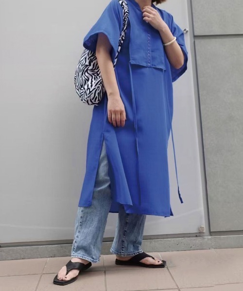 CORNERS(コーナーズ)の「スラブジョーゼットカフタンシャツワンピース(シャツワンピース・レディース・ホワイト/ブラック/グリーン/アイボリー/キャメル/ブルー/イエロー/オレンジ/チャコールグレー・M)」の18枚目の写真