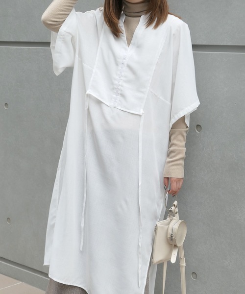 CORNERS(コーナーズ)の「スラブジョーゼットカフタンシャツワンピース(シャツワンピース・レディース・ホワイト/ブラック/グリーン/アイボリー/キャメル/ブルー/イエロー/オレンジ/チャコールグレー・M)」の22枚目の写真