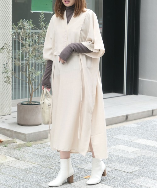 CORNERS(コーナーズ)の「スラブジョーゼットカフタンシャツワンピース(シャツワンピース・レディース・ホワイト/ブラック/グリーン/アイボリー/キャメル/ブルー/イエロー/オレンジ/チャコールグレー・M)」の21枚目の写真