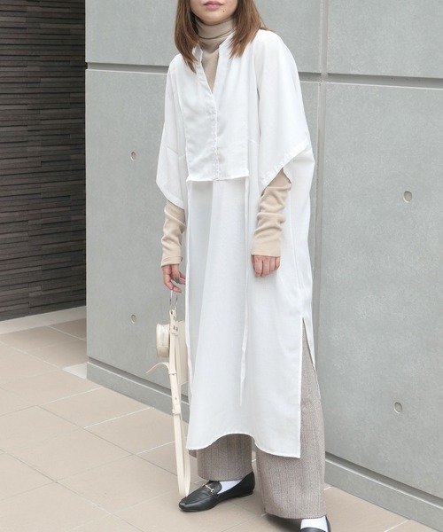 CORNERS(コーナーズ)の「スラブジョーゼットカフタンシャツワンピース(シャツワンピース・レディース・ホワイト/ブラック/グリーン/アイボリー/キャメル/ブルー/イエロー/オレンジ/チャコールグレー・M)」の19枚目の写真