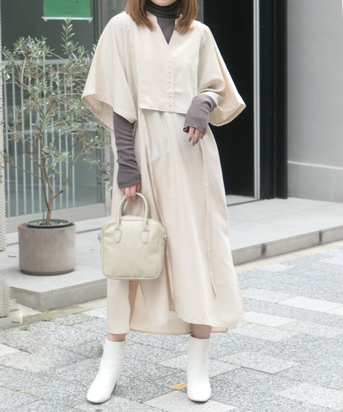 CORNERS(コーナーズ)の「スラブジョーゼットカフタンシャツワンピース(シャツワンピース・レディース・ホワイト/ブラック/グリーン/アイボリー/キャメル/ブルー/イエロー/オレンジ/チャコールグレー・M)」の17枚目の写真