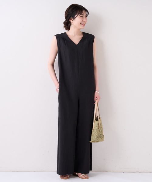 リネン混オールインワン タグ付き】IENA リネン混オールインワン 36